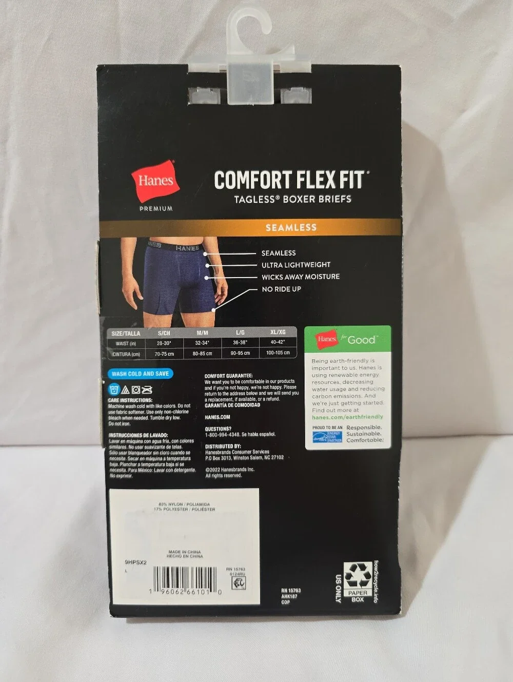 NWT Hanes Men's 2 Pack Boxer Briefs Premium Comfort Flex Seamless Tagless Large